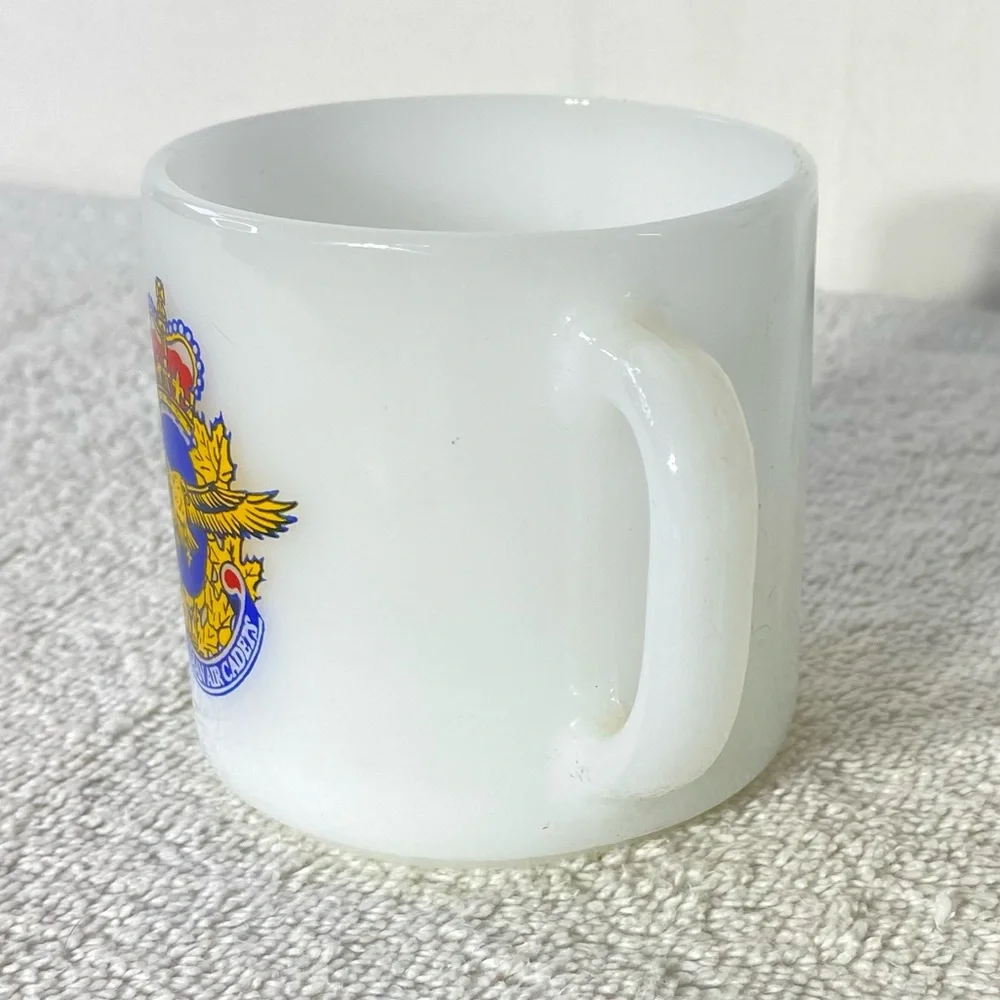 Vintage Royal Canadian Air Cadets White Milk Glass Mug Coffee Cup - Picture 6 of 12